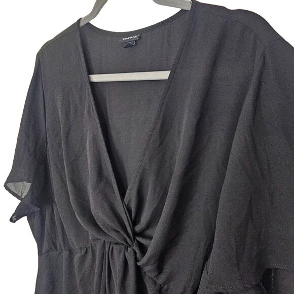 Torrid Top Sheer Top Twist Front Top Hi Low Top Short Sleeve Blouse 3X Black - Picture 4 of 9
